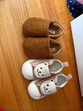 Brown and Tan Kids Shoes Set